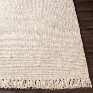 Tapis de salon rectangulaire en jute tissé plat style bohème, couleur unie, écologique, à poils courts, nettoyage facile - Product Image 5