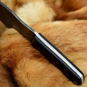 Cuchillo de caza y supervivencia hecho a mano DIY OEM de acero damasco inoxidable con mango de micarta y funda de cuero fino - Product Image 4