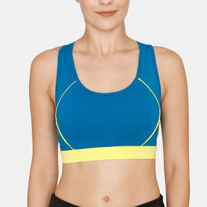 Sujetador deportivo de yoga de alto soporte para mujer, transpirable, de Spandex/Nylon, con logo frontal personalizable, para fitness, gimnasio, ropa deportiva, sublimación en el pecho. - Product Image 1