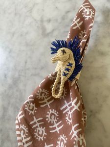 Unique Artisanal Woven <b>Rattan</b> Seahorse Napkin Holder Tropical Coastal Style <b>Table</b> Setting Elegant <b>Dining</b> and Summer Gathering - Product Image 5