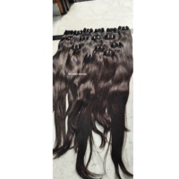 Rambut India Remy Alami Lurus Bergelombang Tanpa Proses, Lembut Nyaman, Kutikula Tertata Rapi, Mentah, Nandee House L79 100g Mesin