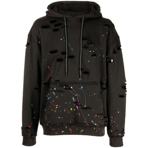 High Quality 100% Cotton Fleece Waterproof Distressed Acid Washed Customized Logo Streetwear Heavyweight Men Hoodie Sweatshirt - Product Image 5