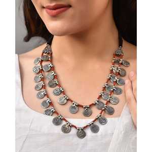 Collar de Moda Meera Jaipur Laal Coral y Plata - Product Image 2