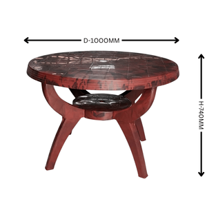 Table de jardin ronde en résine, table de patio, table de salle à manger ronde aspect marbre pour cour - Product Image 2