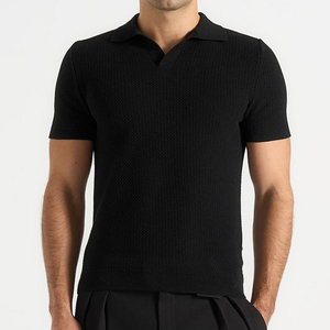 Chemise en coton tricoté unie pour homme, boutonnée, respirante, nouvelle collection, pas chère et tendance - Product Image 1