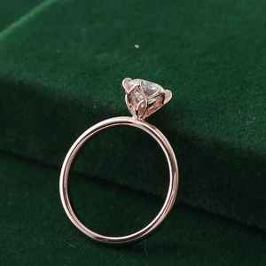 Anillo sorpresa floral con diamante cultivado en laboratorio de corte redondo para mujer, oro rosa de 14 quilates, formas de flores finas, regalo de promesa para novias - Product Image 3