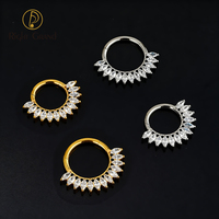 Anneau de piercing segmenté articulé en titane ASTM F136 16G avec CZ marquise en série pour Daith, Septum et piercing de nez