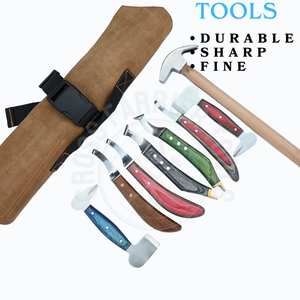 Kit d'outils de soin des sabots de cheval pour fermeur avec coupe-sabot double face, marteau de fermeur, couteaux à sabot à extrémité en laiton et couteau à lame courbée en D - Product Image 5