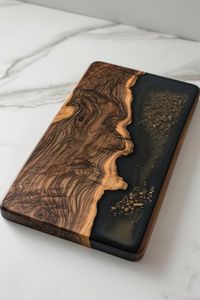 เขียงไม้เนื้อแข็งเคลือบอีพ็อกซี่เรซิ่นสำหรับเชฟมืออาชีพ เขียงไม้ลายเรซิ่นริเวอร์สำหรับเสิร์ฟอาหาร - Product Image 3