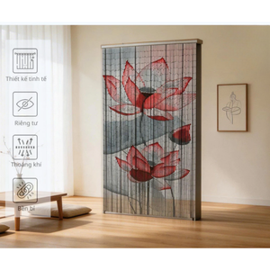 Luxury Handmade Bamboo Beaded Curtain with Lotus Flower Design Decorative Door Hanging Room Divider Vietnam manufacturer - Product Image 2