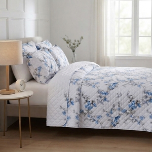 Ensemble de couvre-lit Ashley 3 pièces, motif losanges, mélange de coton T-150, literie pour toutes les saisons, usage domestique, style durable - Product Image 5