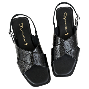 IR COLLECTION รองเท้าแตะหนังสีดำพรีเมี่ยมสำหรับผู้หญิง งานแฮนด์เมด สไตล์เกาหลี ฤดูร้อน น้ำหนักเบา รองรับแรงกระแทกได้ดี แบบเปิดนิ้วเท้า - Product Image 5