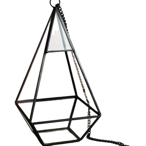 Hexagonal Based <b>Glass</b> and Metal Candle Holder Hot Selling New Design Trendy Fancy Candle Vessel - Product Image 1