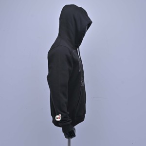 Men's Black Embroidered Hooded Zipper Sweatshirt Oversized Cotton French Terry Casual OEM Autumn Breathable Streetwear Fashion - Product Image 4