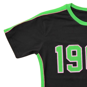AKA 1908 <b>Black</b> Premium <b>Shirt</b> for <b>Women</b> <b>Black</b> Green Short Sleeve Crew Neck Casual Greek Style Cotton Blend Apparel - Product Image 3