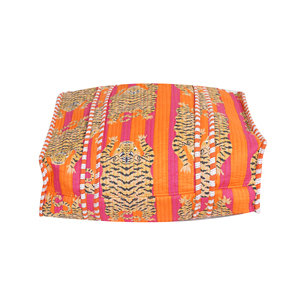 Bolso Tote de Algodón Acolchado Ligero Hecho a Mano con Estampado de Tigre y Rayas Naranjas, Reversible, para Compras, Playa, Verano, para Mujer - Product Image 3