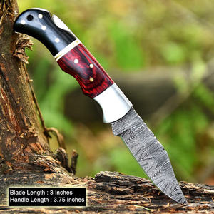 Cuchillo Plegable Multifuncional de Acero de Damasco de Grado Industrial Hecho a Mano por Pasha Enterprises para Campismo y Caza al Aire Libre 58HRC - Product Image 5
