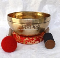 Gourab, bols chantants tibétains sculptés à la main en laiton, fabriqués au Népal, de haute qualité, style Feng Shui Chakra de la gorge, objet d'art de collection