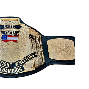 Ceinture de champion de lutte poids lourd des États-Unis en cuir noir avec design aigle et drapeau doré, personnalisable, durable et de haute qualité - Product Image 3