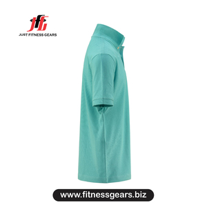 เสื้อโปโลแขนสั้นสีเขียวอมฟ้าสำหรับผู้ชาย ทรงลำลอง ผ้าทอออกซ์ฟอร์ด สีพื้น - Product Image 3