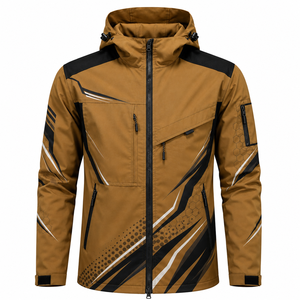 Custom Men Waterproof Zipper Hooded Soft Shell Outdoor Tactical Windbreaker Hiking <b>Workwear</b> Breathable Eco-Friendly Multi-Pocket - Product Image 1
