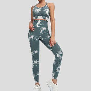 Conjunto Deportivo de Yoga Personalizado para Mujer, Talla Grande, para Gimnasio y Fitness, Bra Deportivo Sin Costuras, 2 Piezas, Leggings Tie Dye - Product Image 6