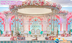 Mandap sculpté en fibre pour cérémonie de mariage traditionnelle, Mandap Jali sculpté pour salle de mariage arabe et hindoue, Mandap de mariage Rajwada USA - Product Image 5