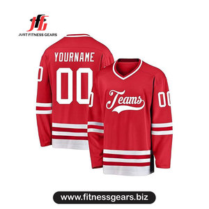 Maillot de hockey sur glace personnalisé 2026, col en V, manches longues, imprimé par sublimation, motif drapeau, en polyester anti-humidité, pour adultes unisexe, avec logo d'équipe - Product Image 4