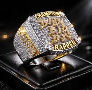 <b>Mens</b> Luxury Championship <b>Ring</b> Hip Hop Iced Out Diamond 925 <b>Silver</b> 10K 14K Gold Rapper Statement Designer Jewelry Gift - Product Image 1