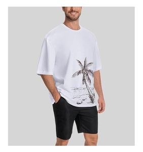 T-shirt décontracté surdimensionné à manches courtes en coton tricoté 100 % pour hommes, respirant, séchage rapide, écologique, design personnalisable, vente en gros - Product Image 2