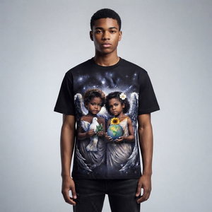 Camiseta gráfica personalizada negra con cuello redondo, 100% algodón jersey, tela ecológica, estilo vintage nuevo, camiseta de manga corta unisex. - Product Image 6
