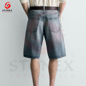 Shorts en jean délavé pour homme, taille mi-haute, coupe droite, décontracté, pour l'été, en coton, 2026. - Product Image 2