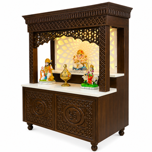Modern Pooja <b>Mandir</b> Designs for Home Decor Unique Indian <b>Mandir</b> with Laser Cut Design Elegant Om Design Temple for Pooja Ghar - Product Image 3