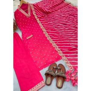 Aarohi Designer Heavy Modal Silk Femmes Set-Top Bas Dupatta Jaune Taille M pour Party Wear Look - Product Image 2