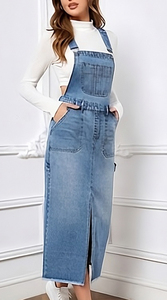 Vestidos de Verano con Bolsillos, Corte Regular, Estilo Romántico Vintage, Vestido Tipo Pinafore de Mezclilla Tejida para Primavera y Otoño - Product Image 6