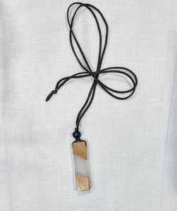 Best Selling Minimalist Bezel Setting <b>Clear</b> Epoxy <b>Resin</b> Bamboo Wood Pendant Necklace for Modern Jewelry Available Wholesale - Product Image 6