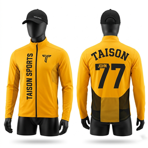 Chaqueta de Entrenamiento de Fútbol Americano para Hombre, 300 GSM, Poliéster Interlock, Paneles de Manga Morados y Dorados, Impresión Personalizada en Tela Tackle Twill - Product Image 5