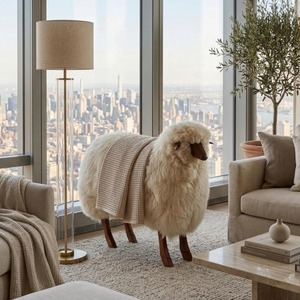 Pouf en tissu de style scandinave en forme de mouton, ottoman décoratif, idéal pour Noël, salon, forme irrégulière, fait main, emballage individuel - Product Image 6
