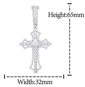 Collier pendentif croix en argent 925 pour homme, serti de moissanite taille ronde, style gothique, bijou religieux affirmé - Product Image 6