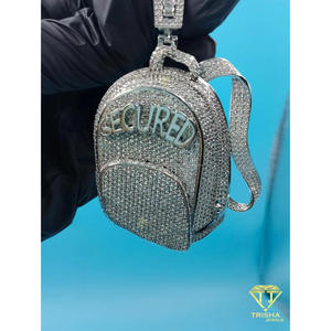 Pendentif de sac à dos Hip Hop avec inscription sécurisée, aspect diamant, luxe glacé, pendentif de sac à dos sécurisé, pendentif streetwear - Product Image 4