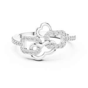 LOVE KNOT LAB-GROWN CUT DIAMOND <b>RING</b> <b>SET</b> 18KT WHITE <b>GOLD</b> RHODIUM PLATED 0.3CT SIDE STONE for ENGAGEMENT/WEDDING/DAILY USE WOMEN - Product Image 1