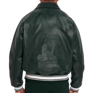 Veste bomber en cuir d'agneau de haute qualité, style streetwear fin et élégant, logo sur le devant, respirante, veste d'hiver professionnelle pour homme - Product Image 2