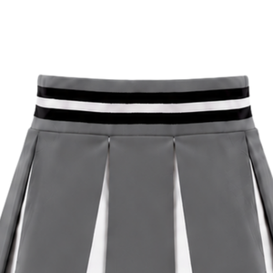 Jupe plissée gris anthracite pour femme, taille haute, uniforme d'équipe sportive, performance de danse, entraînement, compétition - Product Image 5