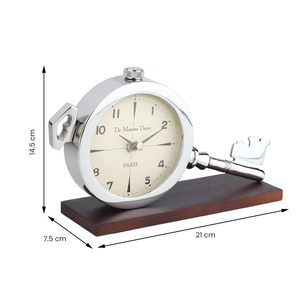 Horloge de bureau analogique à quartz Art Déco élégante avec fonction snooze, construction métallique, design classique - Product Image 4