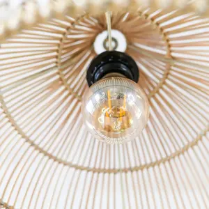 Noir Couleur Osier Rotin Vintage Artisanat Plafond Pendentif Lumières Abat-Jour Artisanat pour La Maison Salon Décoration - Product Image 4