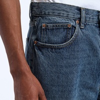 Jean décontracté pour homme en denim délavé coupe droite taille mi-haute ample en coton respirant style hip-hop – Vente directe usine
