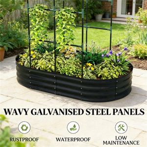 Fioriera Rialzata Grigio Scuro con Elegante Recinzione, Traliccio e Cancelli - Product Image 4