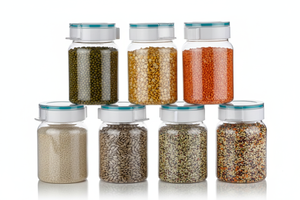 Glass Food <b>Storage</b> <b>Jars</b> With ClipOn Lids Airtight Freshness Preservation <b>For</b> <b>Kitchen</b> Spice Containers Cylinder Minimalist Design - Product Image 1