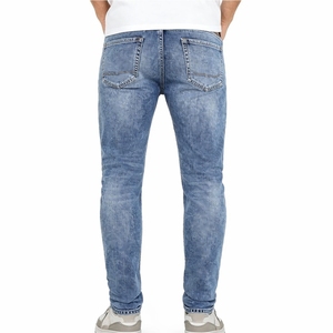 Jeans de Mezclilla Ajustados para Hombre, Color Azul Claro, Elásticos, Casuales, Cómodos, para Invierno, Uso Diario, Estilo Urbano, Etiqueta Personalizada - Product Image 3