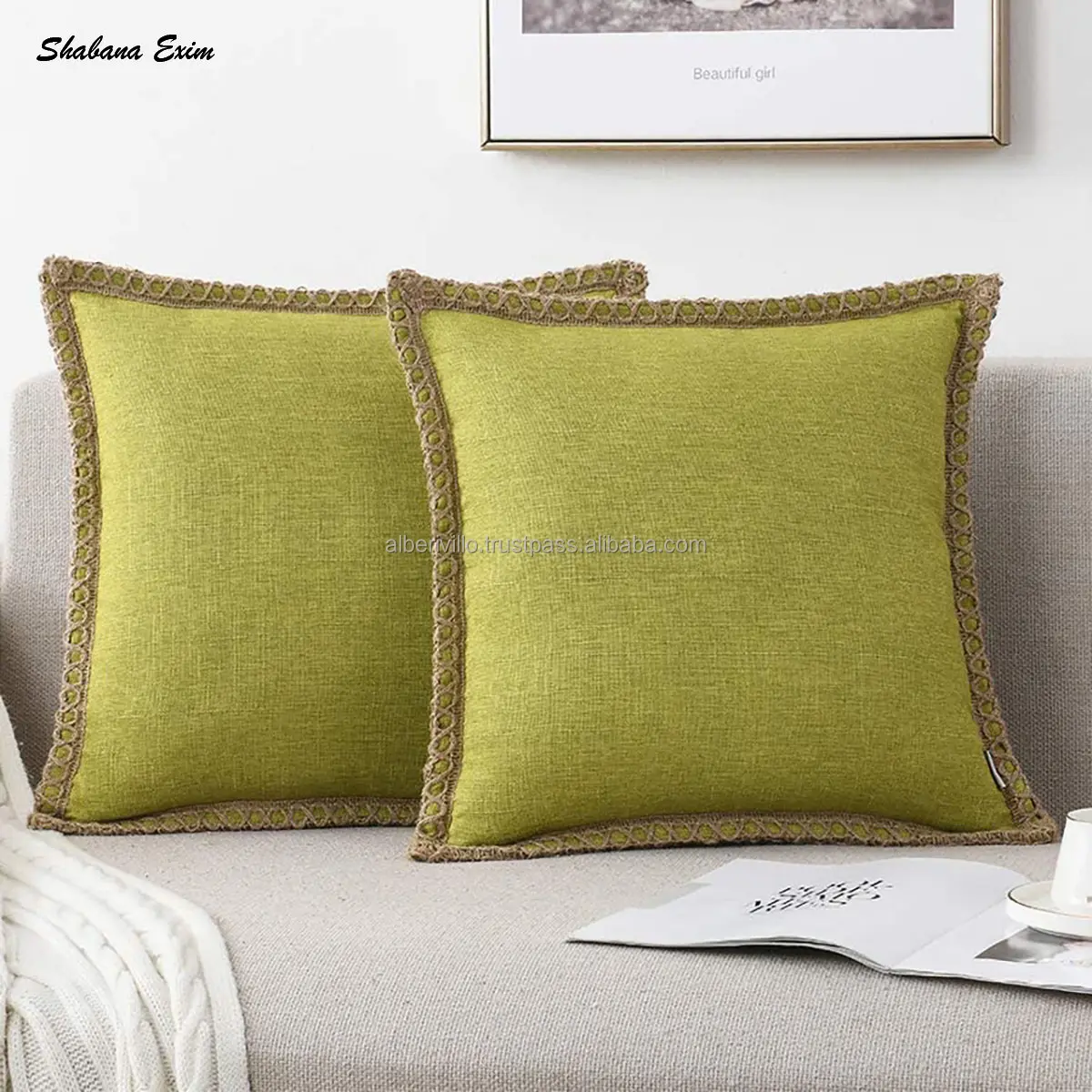Unique Throw Pillow Covers for Living Room Decorative Sofa Soft Plain Velvet Cushion Cover Green Pillow Cover